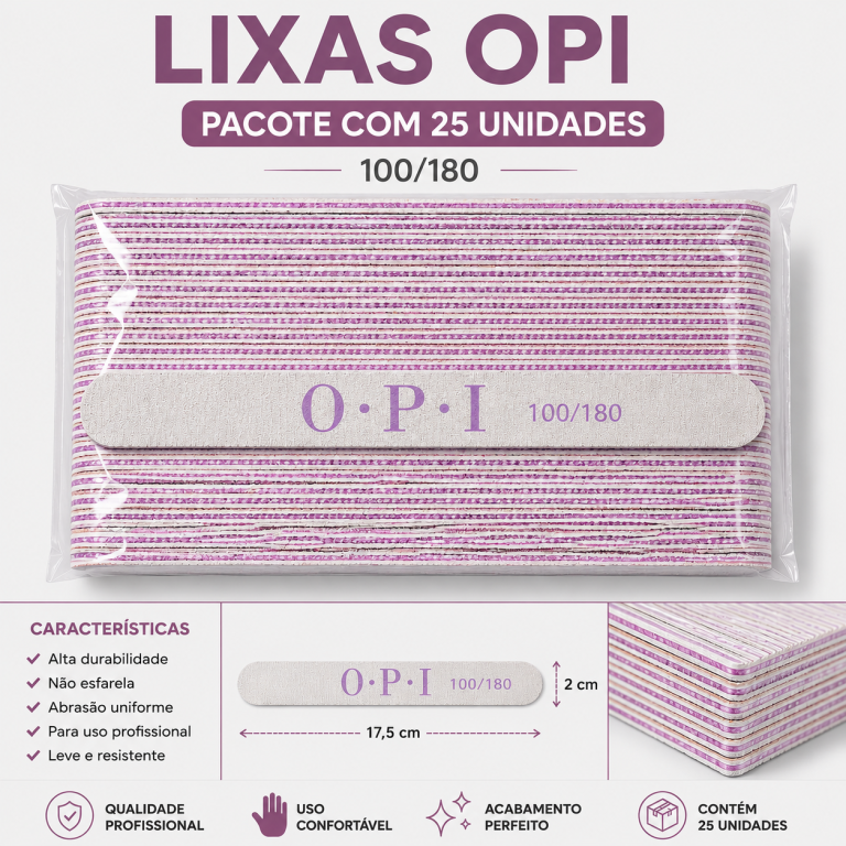 PACOTE LIXA RETA FINA OPI COM 25 UN