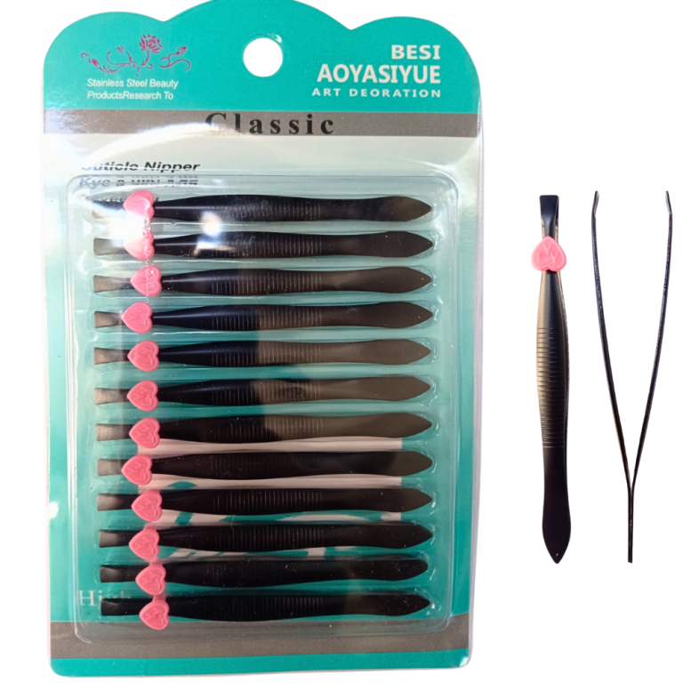 CARTELA PINÇA RETA PRETA COM 12 UN