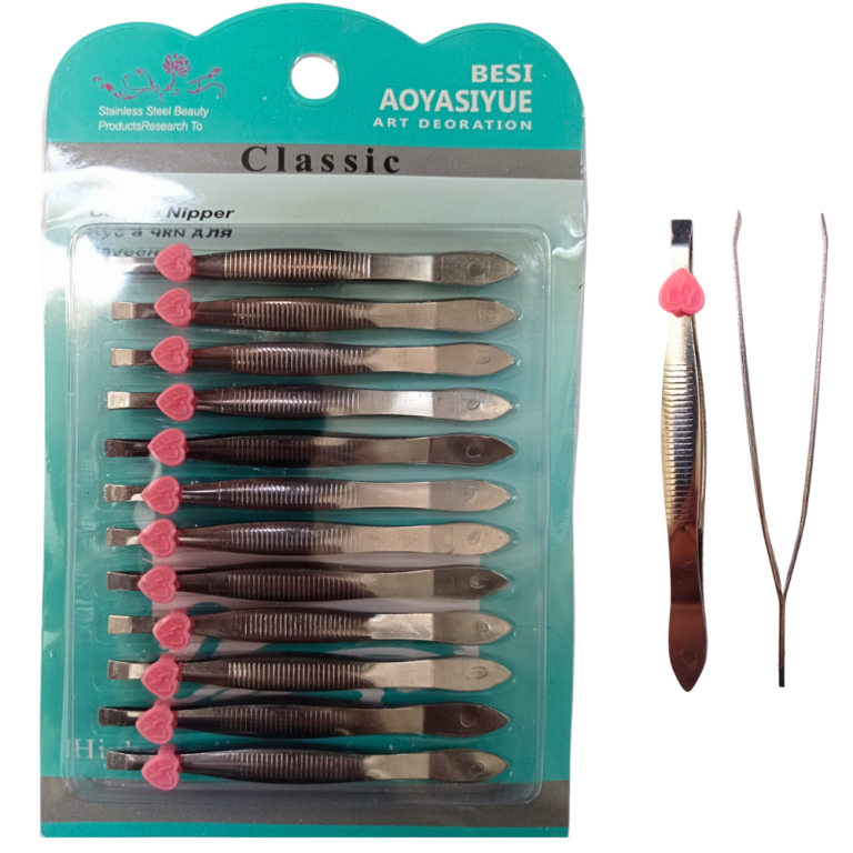 CARTELA PINÇA RETA PRATA COM 12 UN