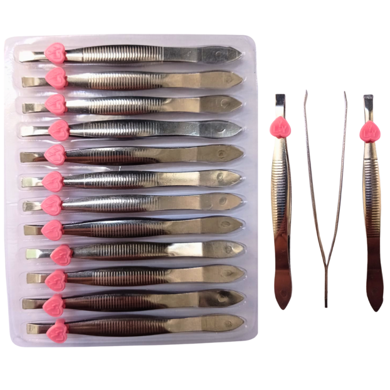 CARTELA PINÇA RETA PRATA COM 12 UN