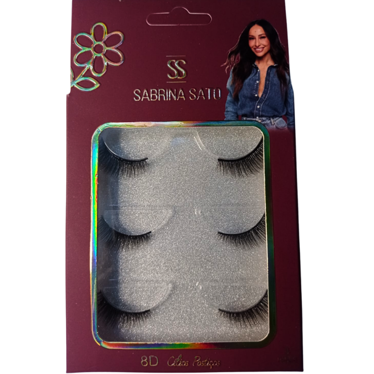 CARTELA CÍLIOS POSTIÇOS 8D 3 PARES SABRINA SATO