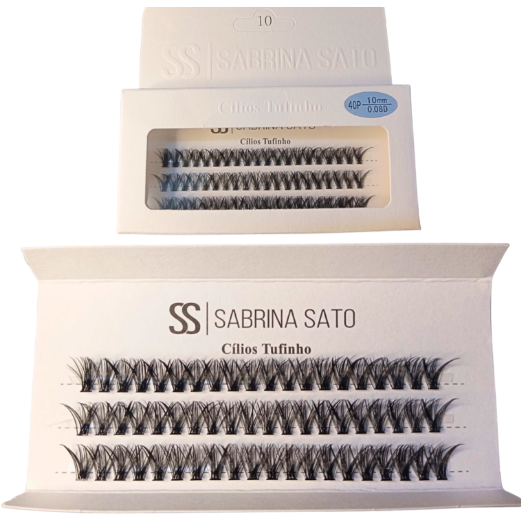 CARTELA DE CÍLIOS TUFINHO 40P 10MM 0.08D SABRINA SATO BOX COM 12UN