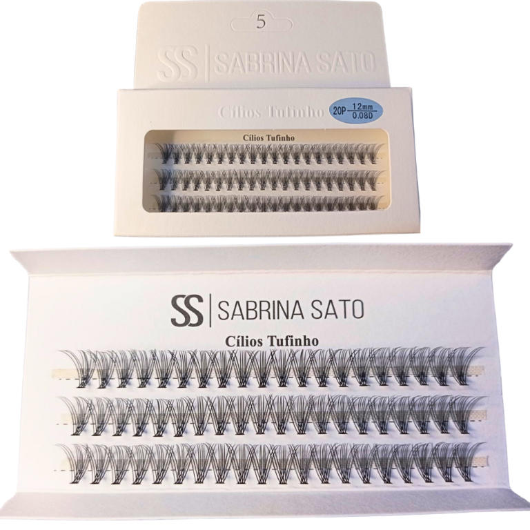 CARTELA DE CÍLIOS TUFINHO 20P 12MM 0.08D SABRINA SATO BOX COM 12 UN