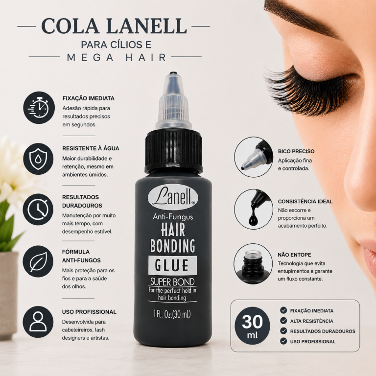 COLA DE CÍLIOS E CABELOS LANELL HAIR BONDING ANTI FUNGOS 30ML