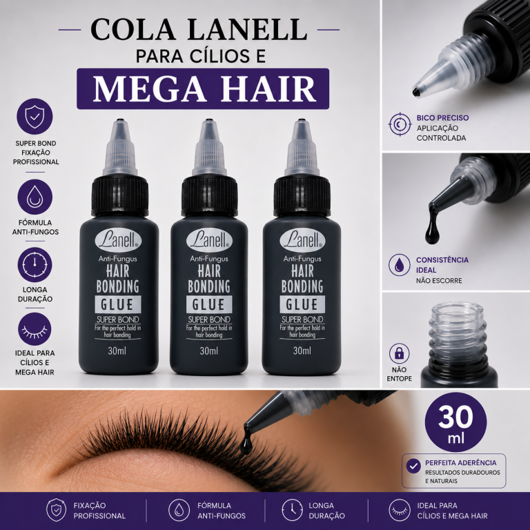 COLA DE CÍLIOS E CABELOS LANELL HAIR BONDING ANTI FUNGOS 30ML