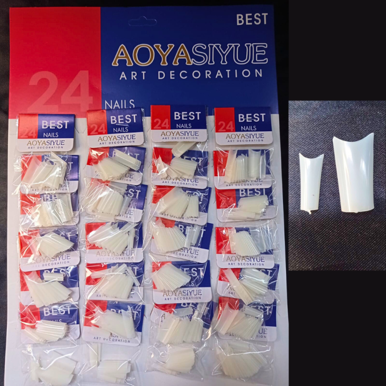 CARTELA DE UNHA TIPS BRANCA QUADRADA COM 24 KITS