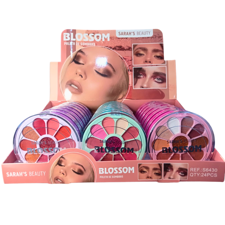 PALETA DE SOMBRAS BLOSSOM SARAHS BEAUTY 10 CORES 14,5G BOX COM 24UN