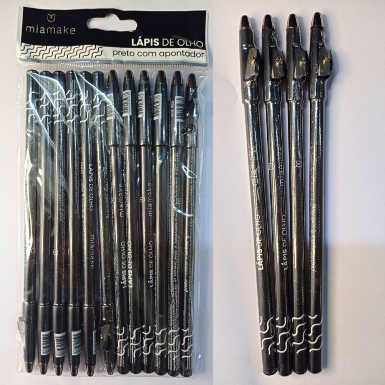 LÁPIS DE OLHO PRETO COM APONTADOR MIA MAKE BOX COM 12 UN