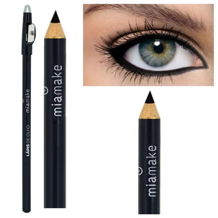 LÁPIS DE OLHO PRETO COM APONTADOR MIA MAKE BOX COM 12 UN