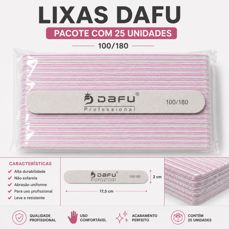 PACOTE LIXA RETA FINA DAFU COM 25 UN