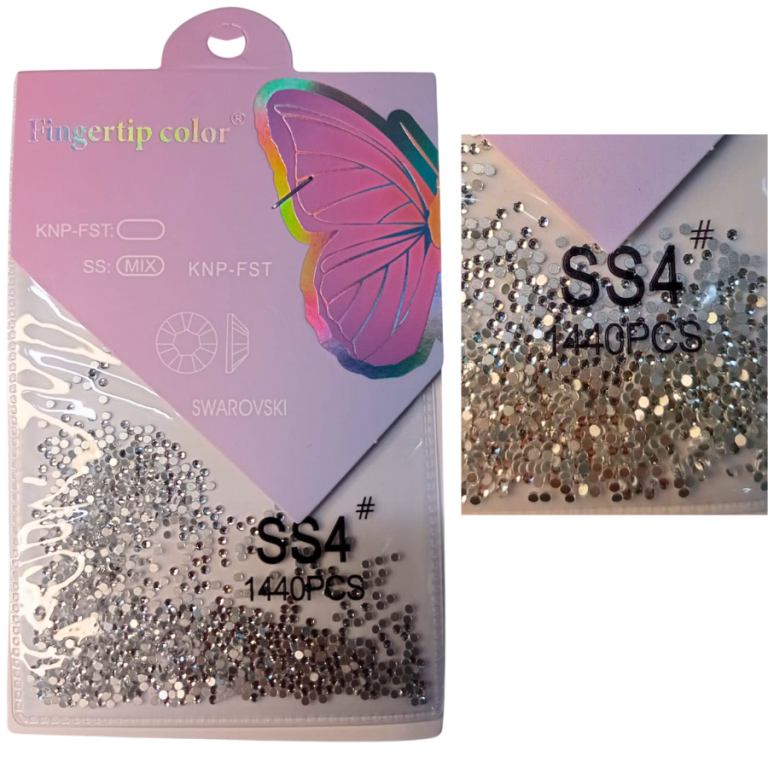 ENFEITE DECORATIVO STRASS FINGERTIP PRATA SS4 1440 PEÇAS