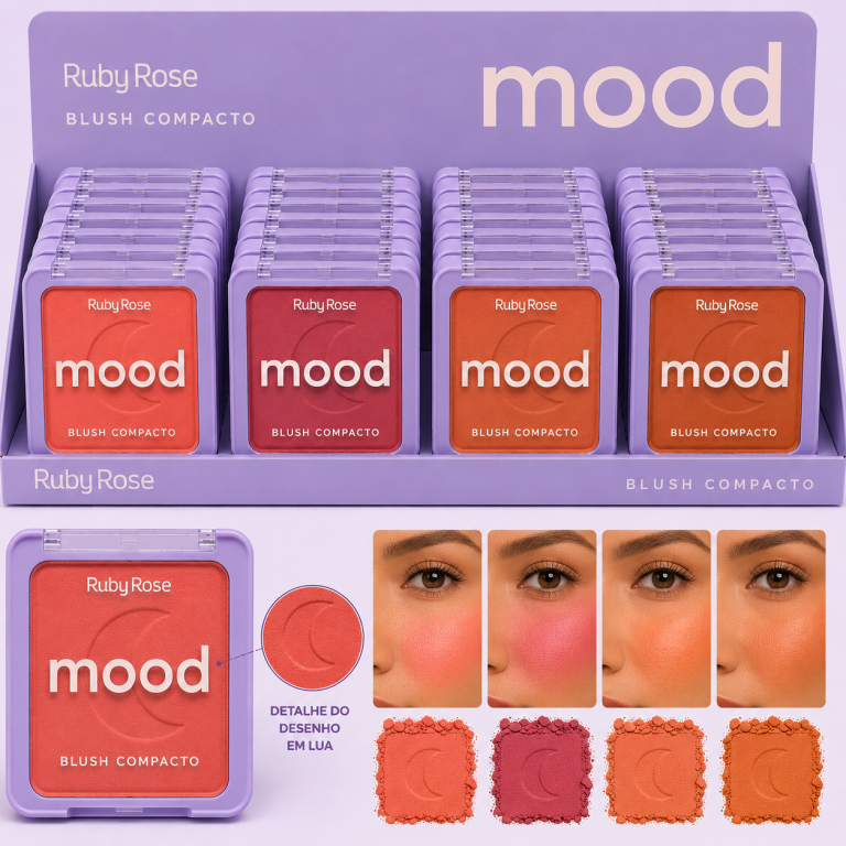 BLUSH COMPACTO MOOD RUBY ROSE 8,8G BOX COM 36UN