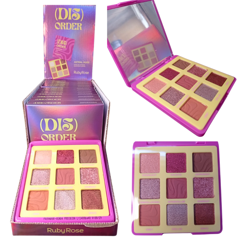 PALETA DE SOMBRA DIS ORDER 9 CORES RUBY ROSE BOX COM 12UN