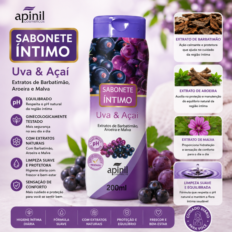 SABONETE ÍNTIMO UVA E AÇAÍ APINIL 200 ML