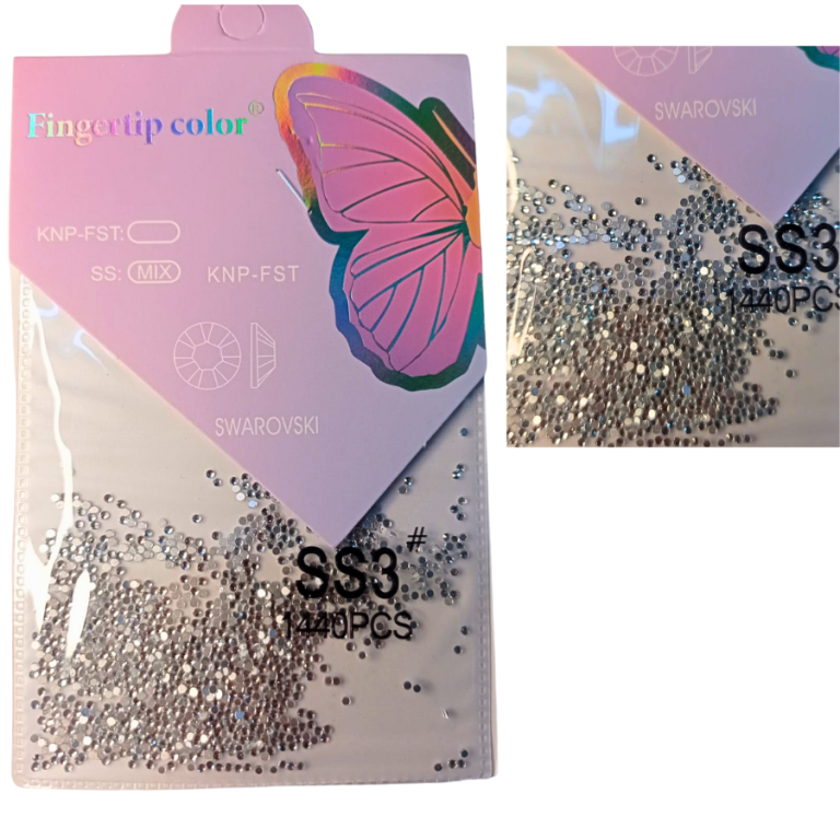 ENFEITE DECORATIVO STRASS FINGERTIP PRATA SS3 1440 PEÇAS