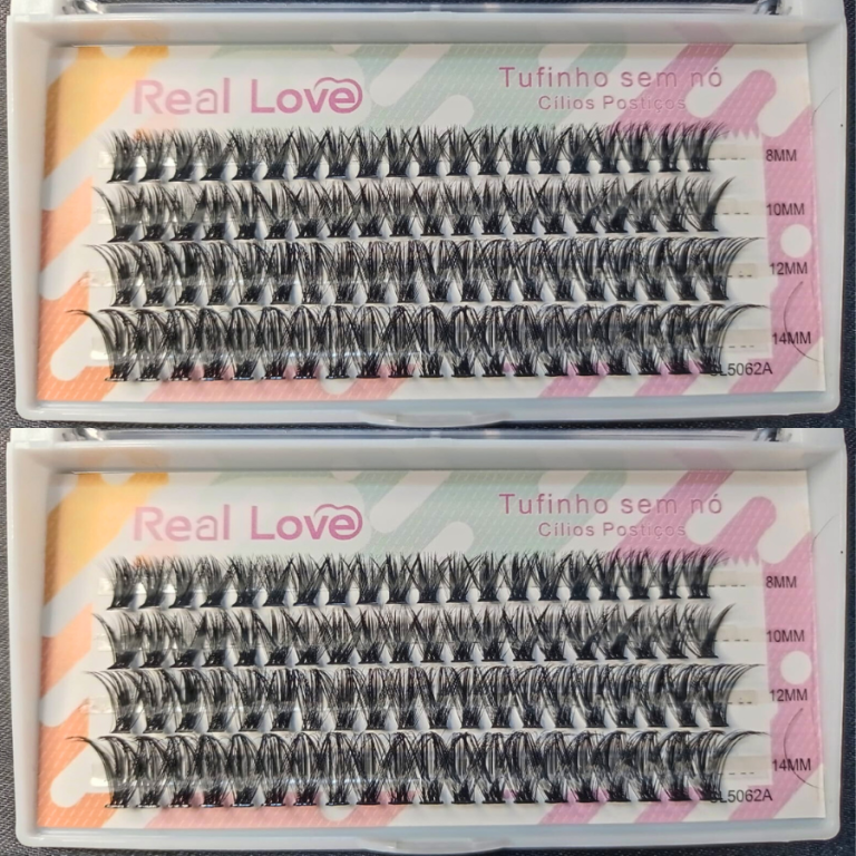 CARTELA DE CÍLIOS TUFINHOS SEM NÓ 50P MIX 8-14 0.07D REAL LOVE