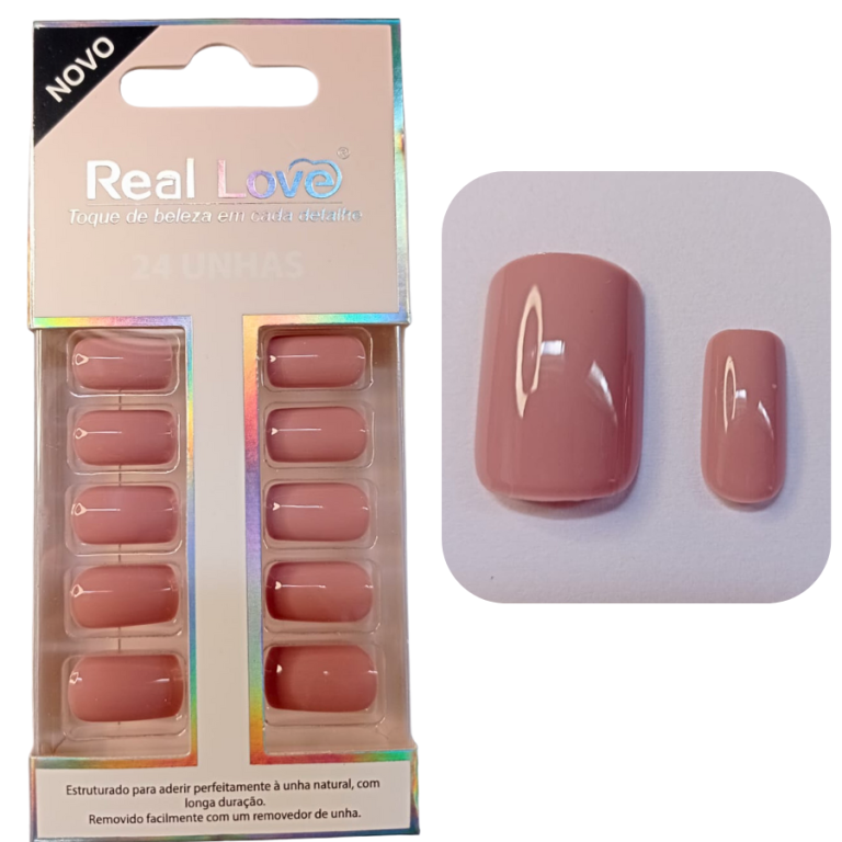 UNHA POSTIÇA QUADRADA S268 REAL LOVE COM 24 UN