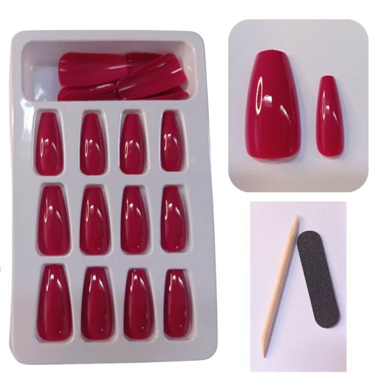 CARTELA DE UNHA POSTIÇA BAILARINA+PALITO E LIXA E1189 REAL LOVE COM 24 UN