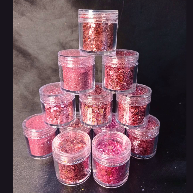 KIT GLITTER E LANTEJOULAS ROSA CLARO COM 12 POTINHOS