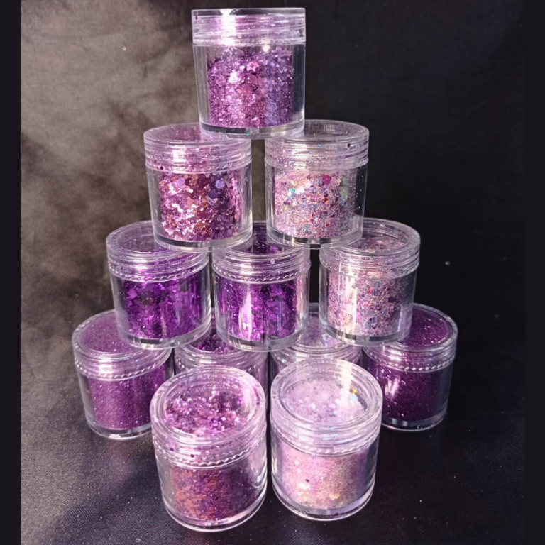 KIT GLITTER E LANTEJOULAS ROXO COM 12 POTINHOS