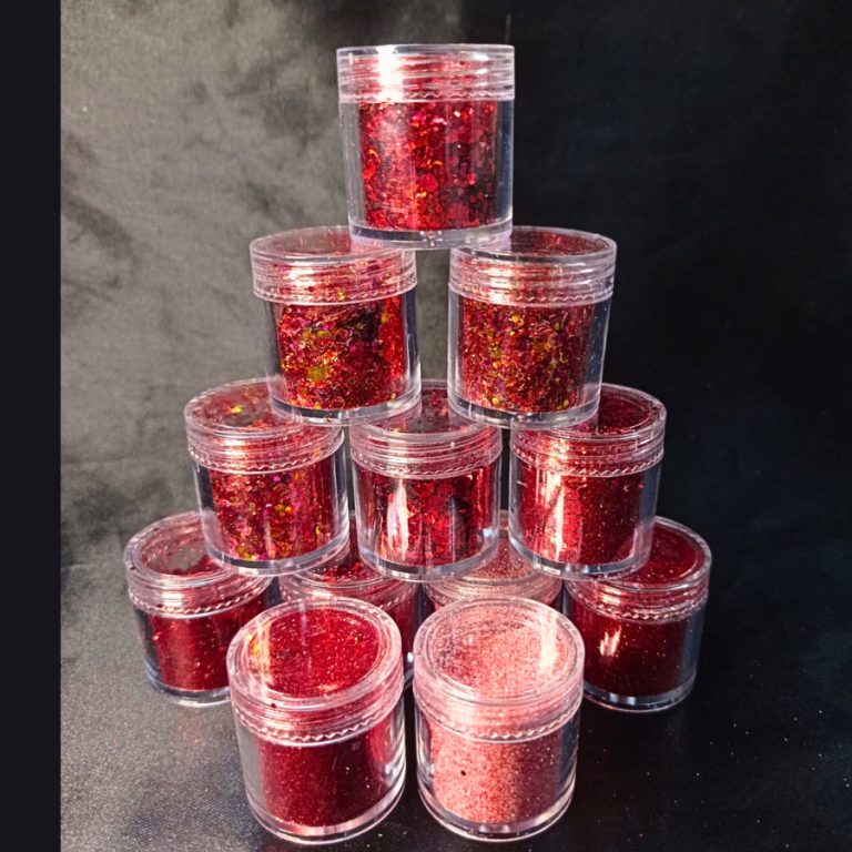 KIT GLITTER E LANTEJOULAS VERMELHO COM 12 POTINHOS