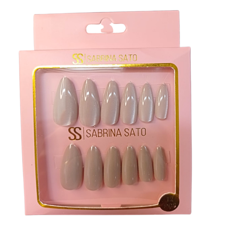 UNHA POSTIÇA AUTOCOLANTE AMENDOADA SABRINA SATO COM 12 UN