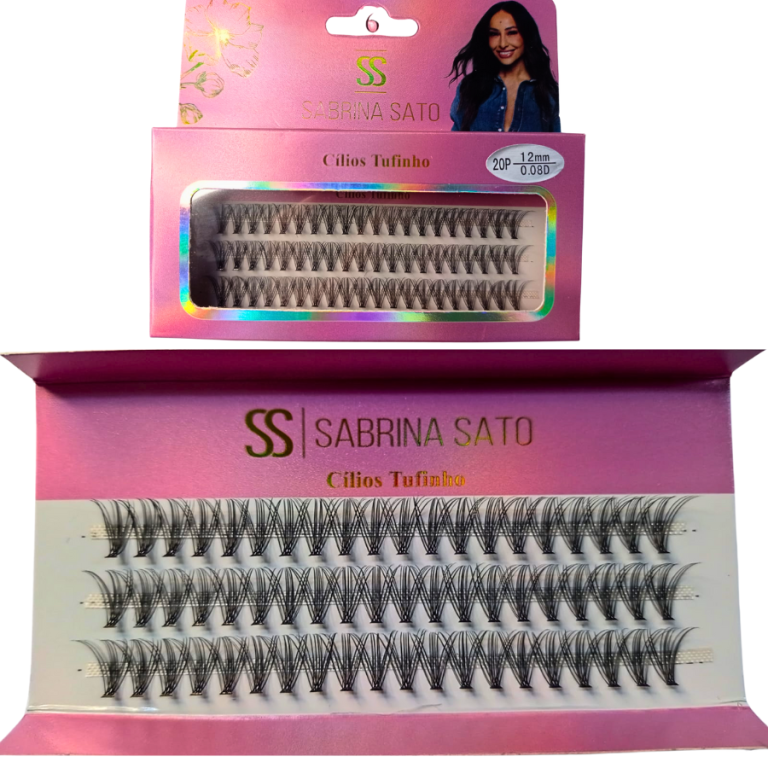 CARTELA DE CÍLIOS TUFINHO 20P 12MM 0.08D SABRINA SATO