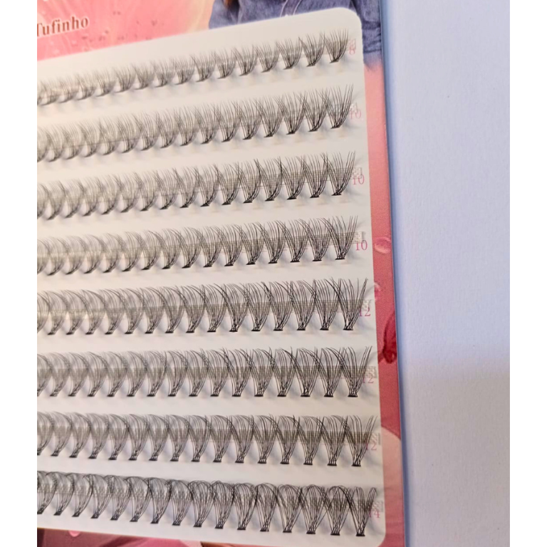 CARTELA DE CÍLIOS TUFINHOS 12P MIX 8M AO 14M COM 160 TUFOS SABRINA SATO