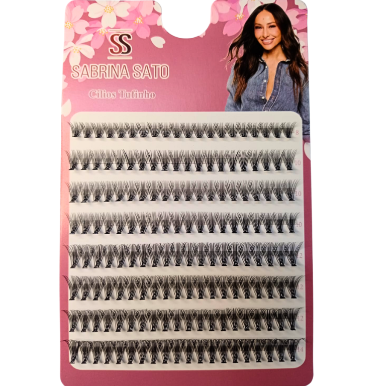 CARTELA DE CÍLIOS TUFINHOS 20P MIX 8M AO 14M COM 160 TUFOS SABRINA SATO