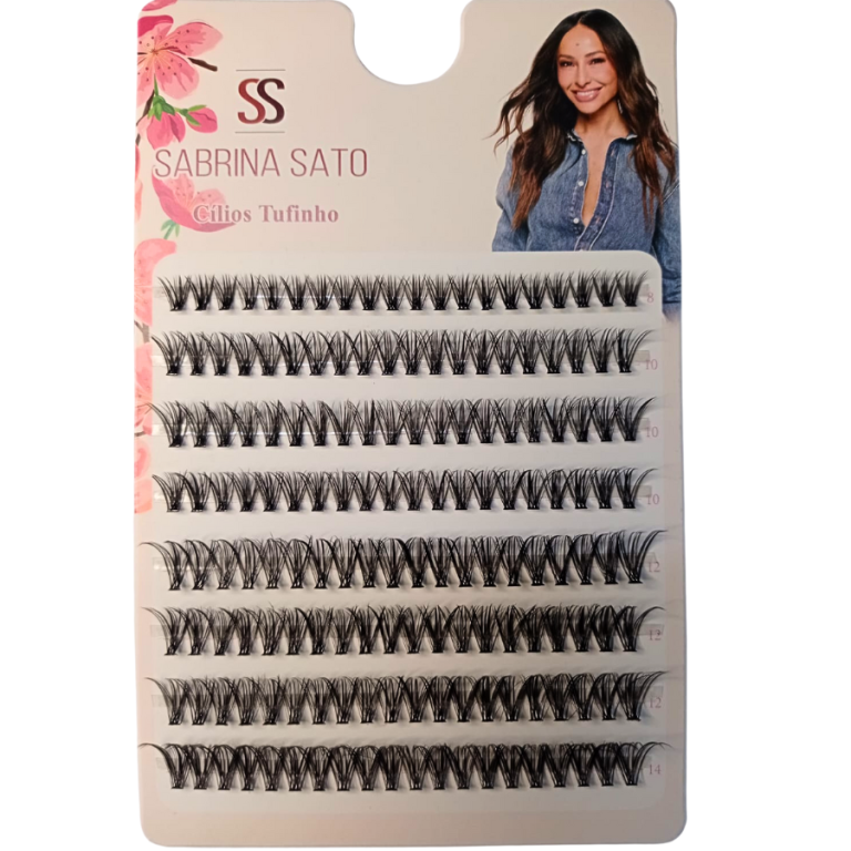 CARTELA DE CÍLIOS TUFINHOS 30P MIX 8M AO 14M COM 160 TUFOS SABRINA SATO