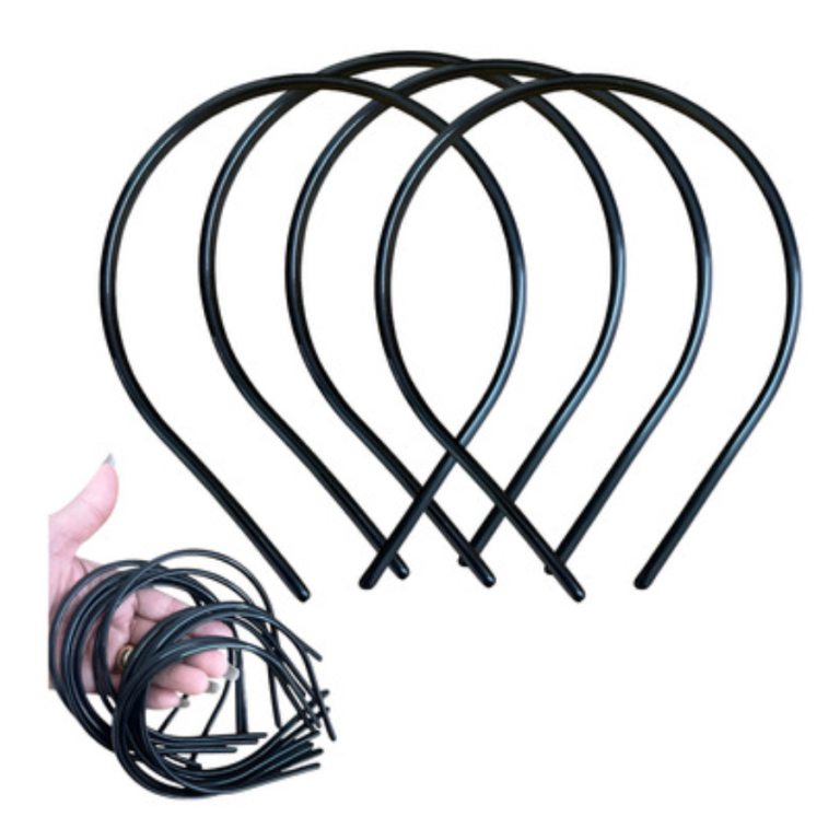 PACOTE COM 25 ARQUINHOS PRETOS METAL COM TECIDO