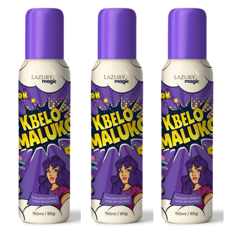 TINTA SPRAY TEMPORÁRIA KBELO MALUKO ROXO LAZURY MAGIC 150 ML