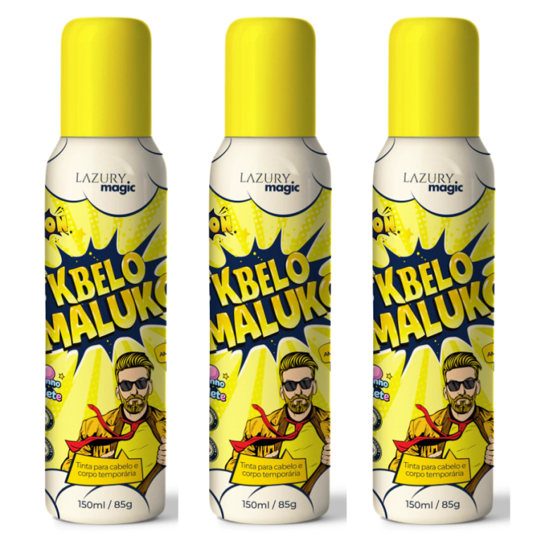 TINTA SPRAY TEMPORÁRIA KBELO MALUKO AMARELO NEON LAZURY MAGIC 150 ML