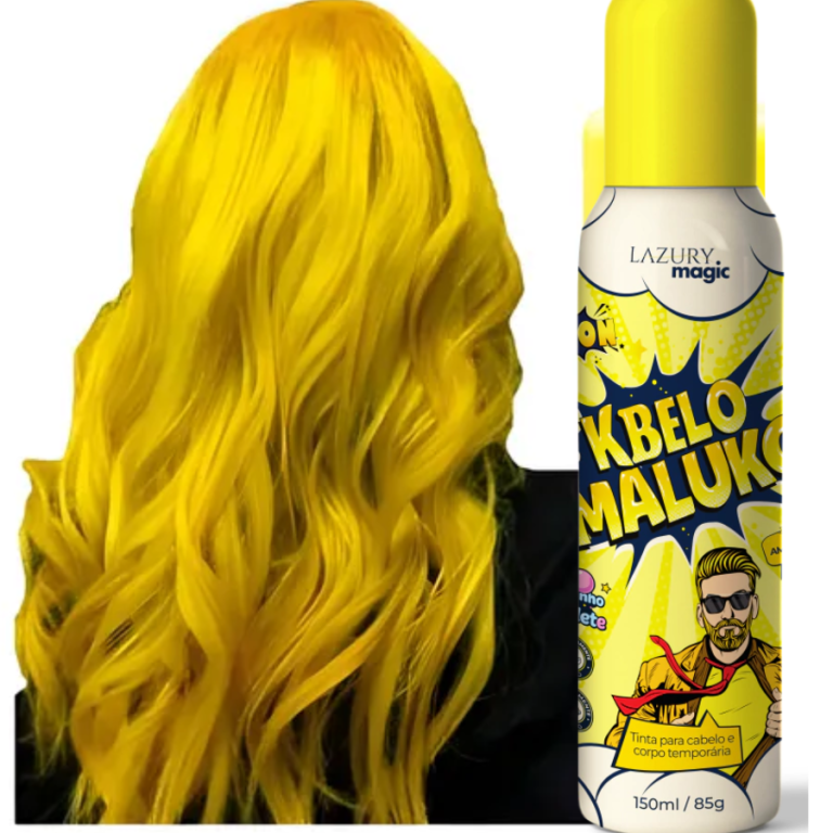 TINTA SPRAY TEMPORÁRIA KBELO MALUKO AMARELO NEON LAZURY MAGIC 150 ML