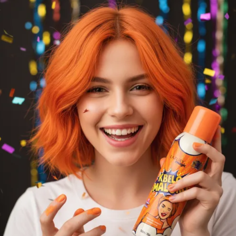 TINTA SPRAY TEMPORÁRIA KBELO MALUKO LARANJA NEON LAZURY MAGIC 150 ML