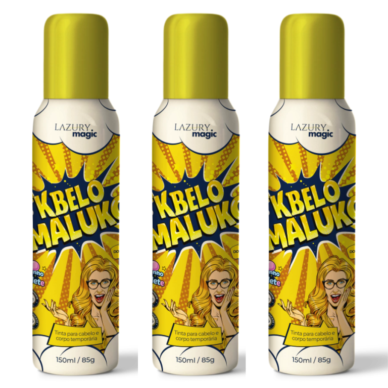 TINTA SPRAY TEMPORÁRIA KBELO MALUKO DOURADO LAZURY MAGIC 150 ML