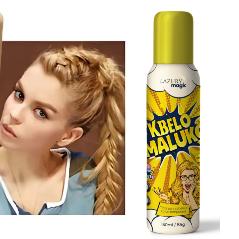 TINTA SPRAY TEMPORÁRIA KBELO MALUKO DOURADO LAZURY MAGIC 150 ML