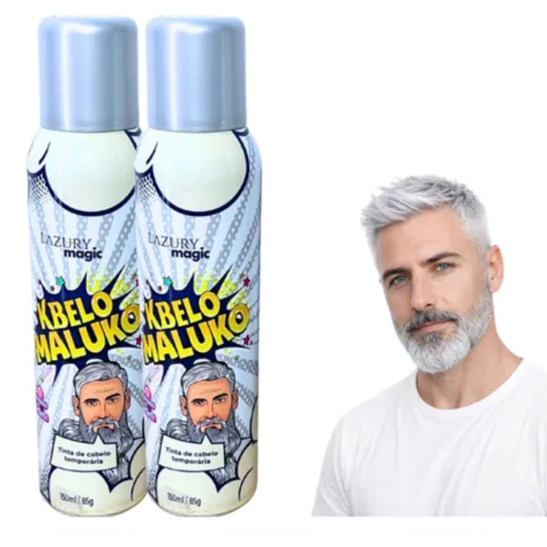 TINTA SPRAY TEMPORÁRIA KBELO MALUKO PRATA LAZURY MAGIC 150 ML
