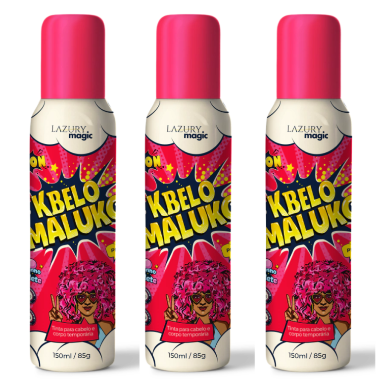 TINTA SPRAY TEMPORÁRIA KBELO MALUKO PINK NEON LAZURY MAGIC 150 ML