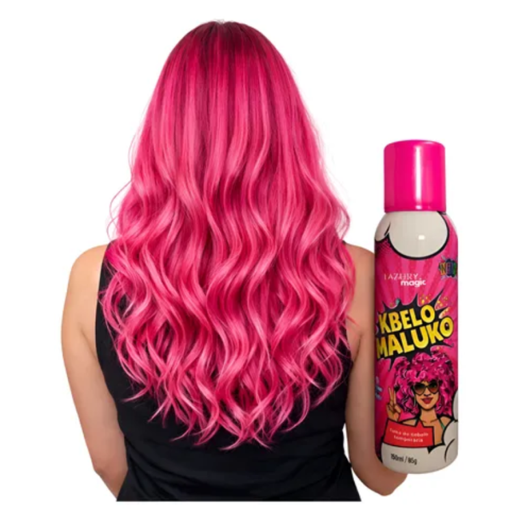 TINTA SPRAY TEMPORÁRIA KBELO MALUKO PINK NEON LAZURY MAGIC 150 ML