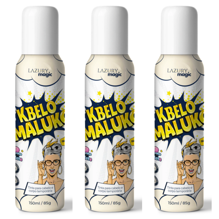 TINTA SPRAY TEMPORÁRIA KBELO MALUKO BRANCA LAZURY MAGIC 150 ML
