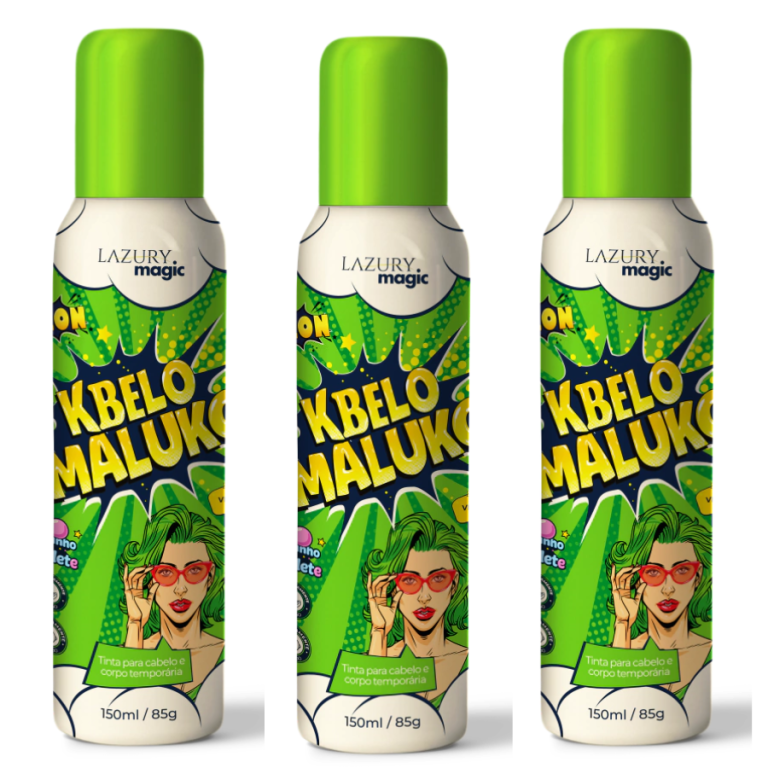 TINTA SPRAY TEMPORÁRIA KBELO MALUKO VERDE NEON LAZURY MAGIC 150 ML