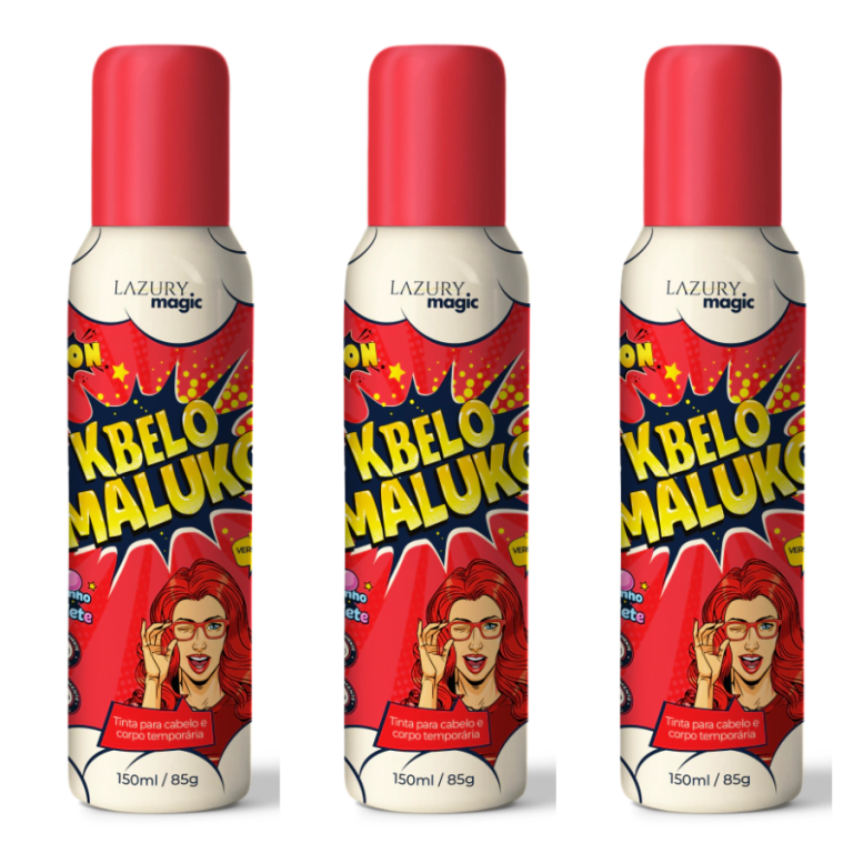 TINTA SPRAY TEMPORÁRIA KBELO MALUKO VERMELHO LAZURY MAGIC 150 ML