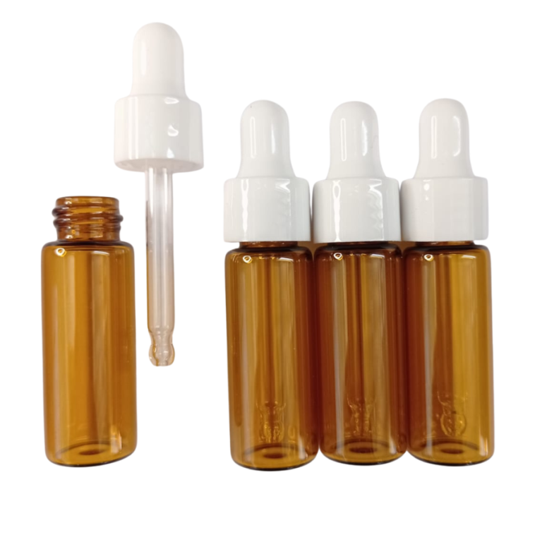 KIT COM 4 FRASCOS DE VIDRO CONTA GOTA 5ML
