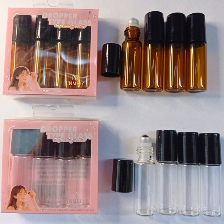 KIT COM 4 FRASCOS DE VIDRO ROLL-ON 5 ML
