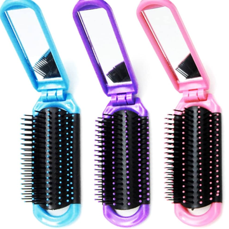 ESPELHO DE BOLSA COM MINI ESCOVA DE CABELO RETANGULAR