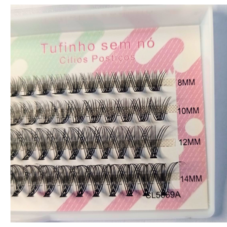 CARTELA DE CÍLIOS TUFINHOS SEM NÓ 20P MIX 8  AO 14 0.10D REAL LOVE BOX COM 10 UN
