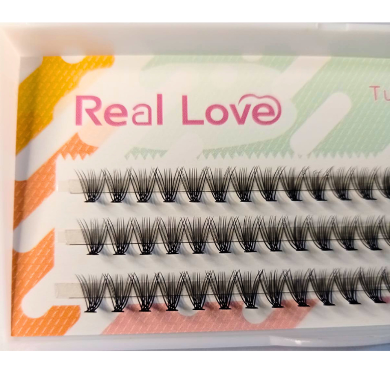 CARTELA DE CÍLIOS TUFINHOS SEM NÓ 20P 8MM 0.10D REAL LOVE BOX COM 10 UN