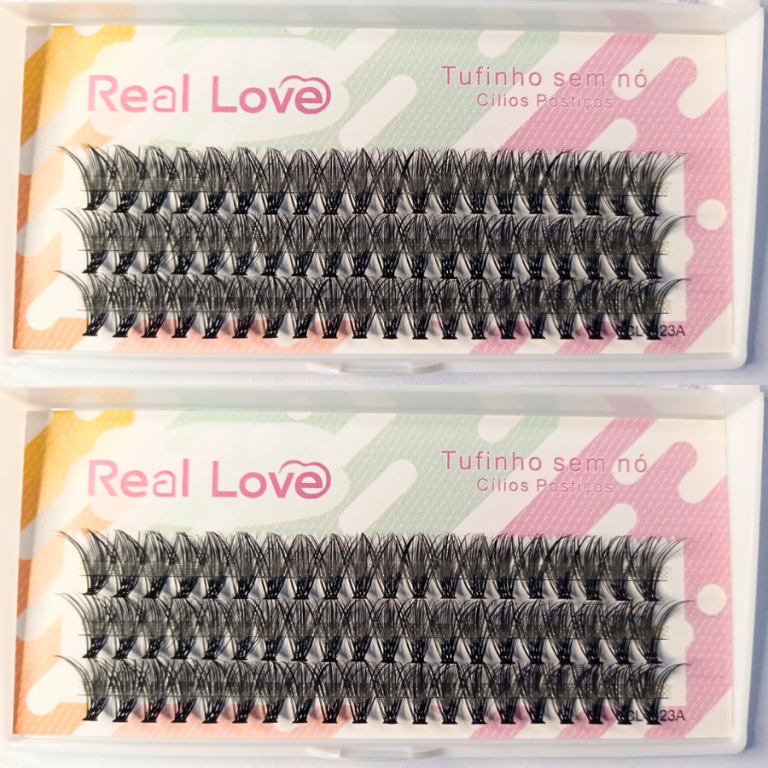 CARTELA DE CÍLIOS TUFINHOS SEM NÓ 40P 13MM 0.07D  REAL LOVE BOX COM 10 UN