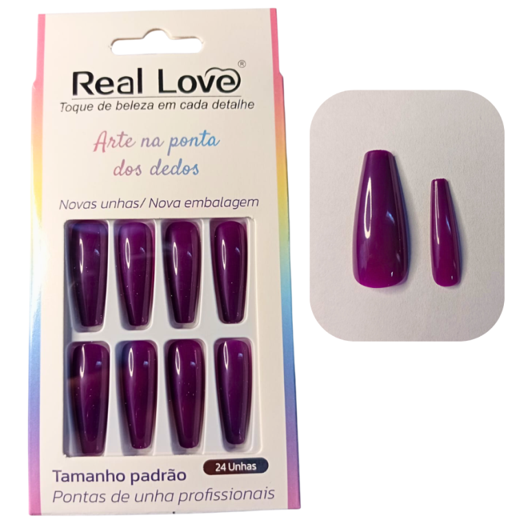 CARTELA DE UNHA POSTIÇA BAILARINA COM 24 UN REAL LOVE
